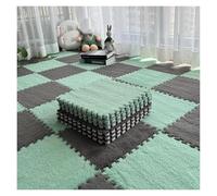 SFQEVHRZ Jigsaw carpet， Plush interlocking carpet tiles 10pcs Interlocking Square Foam Soft Carpet(Mint Green+gray)