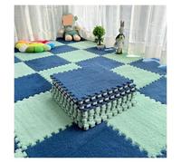 SFQEVHRZ Jigsaw carpet， Plush interlocking carpet tiles 10pcs Interlocking Square Foam Soft Carpet(Navy Blue+mint Green)