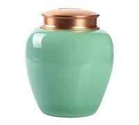 SFQEVHRZ Pet urn, Ceramic Pet Urn Cat Dog Memorial Cremation Burial Funeral for Ashes Storage Caskets(Grün)
