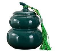 SFQEVHRZ Pet urn， Decorative Memorial Cremation Urns Keepsake for Ashes - Medium Ceramics Funeral Urn Jar(Dark Green)