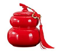 SFQEVHRZ Pet urn， Decorative Memorial Cremation Urns Keepsake for Ashes - Medium Ceramics Funeral Urn Jar(Red)