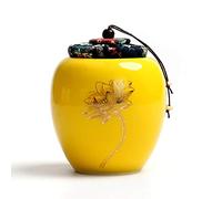 SFQEVHRZ Pet urn， Funeral Urn for Adult & Pet Ashes, Decorative Memorial for Dog Cat Human Mini Ceramics Keepsake(Yellow B)