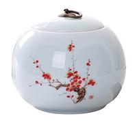 SFQEVHRZ Pet urn, Handcrafted Cremation Urn for Ashes Adults, Ceramics with Hand-Painted Landscape Pattern(Plum)