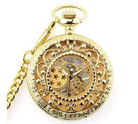 SFQEVHRZ Pocket Watch， Antique Skeleton Mechanical Roman Numerals Watches Clock Pendant with Chain(Onecolor)