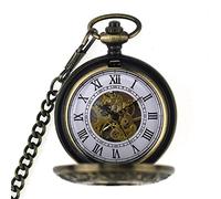 SFQEVHRZ Pocket Watch， Vintage Pocket Watch,Mechanical Roman Numerals 96 Dial Skeleton Double Open Cover Pocket Watches with Chains Graduation Birthday Gifts Fathers Day(Vintage)