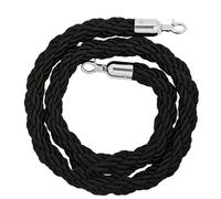SFQEVHRZ Stanchion Twisted Rope Barrier Rope， 1/1.5/2/2.5/3M Queue Barrier Ropes With Silver Hook, Crowd Control Rope, Braided Hemp Rope For Queue Divider(Black,2M)