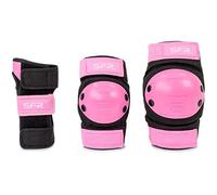SFR Skates Youth Ramp Triple Pad Unisex Adult Skateboard Protector Set, Multicoloured (Black/Pink), S