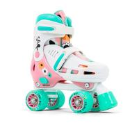 SFR Storm V Adjustable Children’s Quad Skates | Push Button Easy Size Adjustment W. Double Click Lock Plastic Buckle Fastening | Comfortable Liner With Printed Graphics For Toddler Kids Beginner