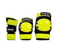 SFR Youth Ramp Triple Pad Set Knee Pads, Youth Unisex, Black/Lime (Multicolor), L