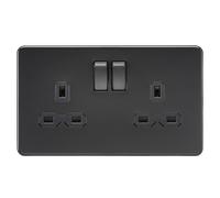 SFR9000MBB Knightsbridge 2 Gang Socket - Matt Black Finish