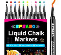 SFSASO Liquid Chalk Markers for Acrylic Fridge Calendar Planning Board, Clear Glass Dry Erase Board, Whiteboard, Window, Mirror, Easy Wet Erase,1mm Fine Points (10 COLORS)