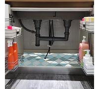 SFSGQZTZ Under The Sink Mat, 24 X 36 in, Durable & Waterproof Premium Mats to Protect Kitchen & Bathroom Cabinets, Absorbent & Easy to Clean Shelf Liner(Blue & White)