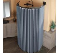 SFSLBFB Foldable Shower Curtain Suction/Shower Curtain Rail Aluminium Adjustable Foldable Shower Curtain Rod No Drilling(#8,5 folds)