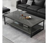 SFSLBFB Rectangle Cocktail Table Frame Single Coffee Table with Shelf Coffee Table Italian Imitation Slate TV Cabinet Combination Rectangular Table Grey Shelves Included 47" L x 24" W x 16.5" H