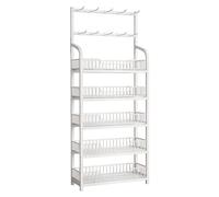 SFSLBFB Supermarket Snack Shelf with Guardrail,Store Retail Display Shelves, Floor Standing Display Stand,Large Potato Chips Display Rack for Office Stores, Fruits & Vegetables Organizer S
