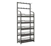 SFSLBFB Supermarket Snack Shelf with Guardrail,Store Retail Display Shelves, Floor Standing Display Stand,Large Potato Chips Display Rack for Office Stores, Fruits & Vegetables Organizer S