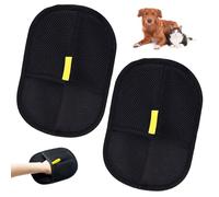 SFSSHUI Pack of 2 fur magnetic gloves, 2 tick car cards with magnifying glass, 4 pieces pet combination set, reusable cat gloves, practical and practical pet set combination.