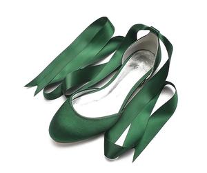 SFSSWSRYDF Ballet Flat Round Toe Satin Ballet Pumps Ribbon Tie Flats Shoes for Wedding Work Pumps 1.5cm,Dark Green,8 UK