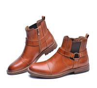 SFSSWSRYDF Men's Chelsea Boots with Side Zip Comfortable Leather Oxford Ankle Boots Dress Boots Desert Chukka Leather Boots,A Brown,10 UK