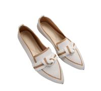 SFSSWSRYDF Women Lightweight Dressy Shoes Slip On Knitted Flat Shoes Pointed Toe Ballet Flats,White,4 UK