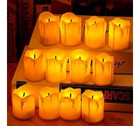 SFTYUFS 12 Pack Orange Flameless LED Votive Candles,Flameless Flickering Votive Tea Lights Realistic Bright Flickering Bulb Battery Operated for Halloween Pumpkin Lantern Party Festival Decoration