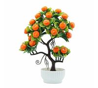 SFTYUFS Artificial Orange Tree Topiary,13.4 Inch Artificial Mini Potted Plants for Kitchen Party Decoration Fake Orange Decor Farmhouse Style Home Table Centerpiece