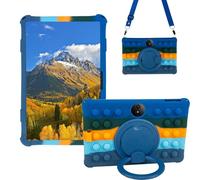 Sfulatdc Silicone Tablet Case 360 Rotating Kickstand/Handle and Shoulder Strap Stylus Pen Lightweight Soft Cover Compatible with TCL TAB 11 Gen2 / TCL TAB 11 FE 11" Deepblue