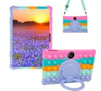 Sfulatdc Silicone Tablet Case 360 Rotating Kickstand/Handle and Shoulder Strap Stylus Pen Lightweight Soft Cover Compatible with TCL TAB 11 Gen2 / TCL TAB 11 FE 11" Rainbow