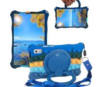 Sfulatdc Silicone Tablet Case 360 Rotating Kickstand/Handle and Shoulder Strap Stylus Pen Lightweight Kids Soft Cover Compatible with Lenovo Tab M9 9.0 inch (TB-310FU) Deepblue