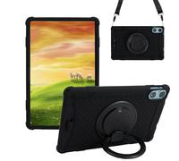 Sfulatdc Silicone Tablet Case with 360 Rotating Kickstand/Handle and Detachable Shoulder Strap Shockproof Cover Compatible with Teclast T60 Plus 12 inch Black