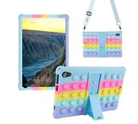 Sfulatdc Silicone Tablet Case with Built-in Adjustable Kickstand and Shoulder Strap Stylus Pen Compatible with Urao C107/HiGrace C107 10.1 inch Multicolor lightblue