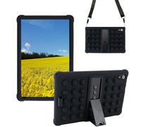 Sfulatdc Silicone Tablet Case with Built-in Adjustable Kickstand and Shoulder Strap Stylus Pen Compatible with Urao C107/HiGrace C107 10.1 inch Black
