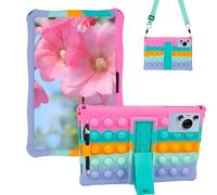 Sfulatdc Silicone Tablet Case with Stand/Shoulder Strap Soft Cover Compatible with MEIZE D115/ROWT A10/Okaysea/Callsky-Tab/Apolosign/Moderness 10.1" Rainbow