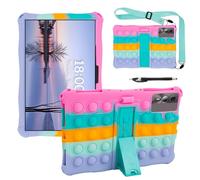 Sfulatdc Silicone Tablet Case with Stand/Shoulder Strap/Stylus Pen Compatible with Blackview Tab 90 WiFi,DOOGEE U11 / U11 Pro / T30S / T30SE,TABWEE T90/W90 11" Rainbow