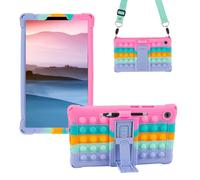 Sfulatdc Silicone Tablet Case with Stand/Shoulder Strap/Stylus Pen Soft Cover Compatible with Lenovo Tab One/K9 8.7" Rainbow