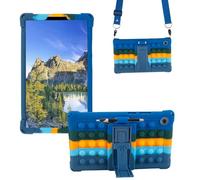 Sfulatdc Silicone Tablet Case with Stand/Shoulder Strap/Stylus Pen Soft Cover Compatible with Lenovo Tab One/K9 8.7" Deepblue