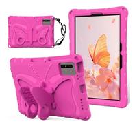 Sfulatdc Tablet Case with Shoulder Strap and Butterfly Kickstand Kids Friendly Cover Compatible with Samsung Galaxy Tab S9/S10 FE/S10 Lite/S11,Lenovo M11/Idea Tab 11" Rose