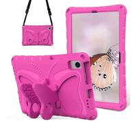 Sfulatdc Tablet Case with Shoulder Strap and Butterfly Kickstand Kids Girls Cover Compatible with Lenovo Tab M10 FHD Plus (2nd Gen)/K10 10.3,Samsung Galaxy Tab S6 Lite /A710.4” Rose