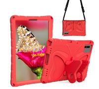 Sfulatdc Tablet Case with Shoulder Strap and Butterfly Kickstand Kids Girls Cover Compatible with Samsung Galaxy Tab S9/S10 FE/S10 Lite/S11,Lenovo M11/Idea Tab 11" Red