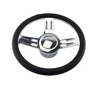 SFUO 14" 9-Bolt Chrome Half Wrap PVC Steering Wheel+Horn Button&Adpter Fit For Chevy G M 69-94 (Color : 05ITC013ZBK)