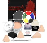 SFX Halloween Makeup Kit,Scar Wax,Fake Blood, Liquid Latex, 6-Color Face Paint Palette, Sponges & Spatula,Special Effects Fake Scars & Face Painting Set for Adults and Teens Halloween Cosplay