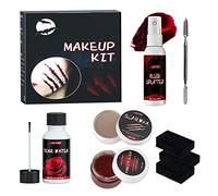 SFX Makeup Kit,Halloween Cosplay Zombie Vampire Special Effects Make Up Set,Including Scab Blood + Skin Wax + Fake Blood Spray + Scar Water + Spatula + 3 Stipple Sponges