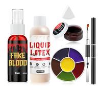 SFX Makeup Kits, Halloween Liquid Latex SFX Makeup, Special Effects Makeup Kit, Halloween Make Up, Scar Wax Kit Suitable for Zombie, Bruise, Fake Blood Makeup, Prosthetic, 7PCS