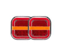 SFXHBJGA Rear Tail Lights 2Piece Car Light Guide Square 12V 24V LED Trailer Tail License Plate Truck Three-color Brake Tail Light Assembly