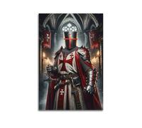 SFXHHWG Christian Poster Medieval Knight Templar Warrior Religious Artwork,Exquisite Modern Family Decorative Paintings for Living Room Bedroom Canvas Wall Art Prints Picture, 08x12inch(20x30cm)