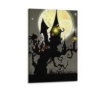 SFXHHWG Haunted Castle Halloween Poster,Home Decor Poster,Canvas Wall Art Decorative Picture Print,16x24inch(40x60cm)