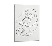 SFXHHWG Minimalist One Line Panda Canvas Wall Art, Black And White Abstract Animal Print, Modern Simple Line Drawing Artwork for Living Room Bedroom Nursery Home Decor,12x18inch(30x45cm)