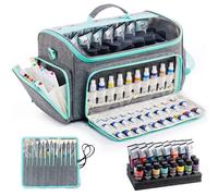 SFYBYHEART Acrylic Paint Organizer Bag with Washable Roll-Up Brush Holder, Large Art Supply Case, Craft Organizer with Foam Inserts for Apple Barrel, Shuttle Art, Caliart Art Supplies Storage Bag