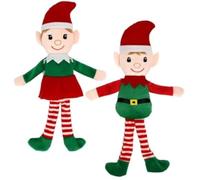SG - Female & Male Elves Elf Pixies on a Shelf sitters Fair Skinned Christmas 14.5" x 5" PlushBonus Buffalo Plaid Check to Decorate (fair Skin)
