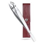 SG Nekoo Cuticle Trimmer and Pusher 2-in-1 Tweezers-Style,Surgical-Grade Stainless Steel, Compact Portable Nail Tool with Leather Case for Precise Hangnail/Cuticle Care (Home, Travel, Salon)